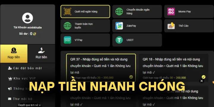 Nạp tiền King88 - Tổng hợp các hình thức gửi tiền vào tài khoản